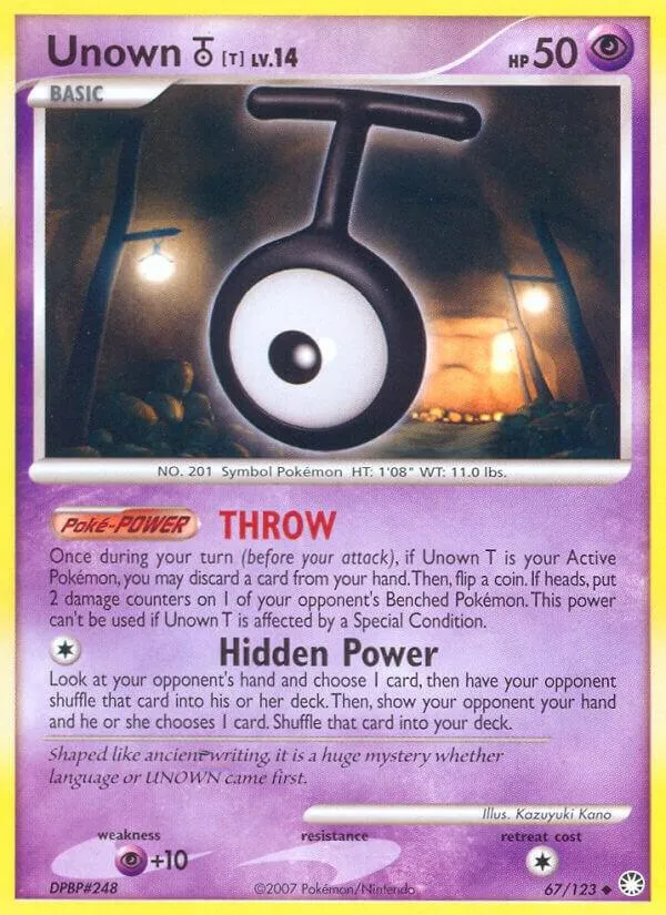 Diamond & Pearl—Mysterious Treasures 영어판 Unown [T] 67 카드 앞면
