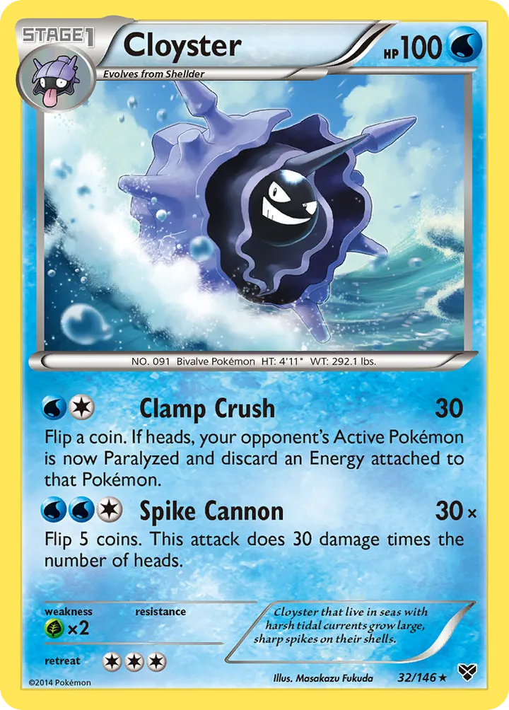 XY 영어판 Cloyster 32 카드 앞면