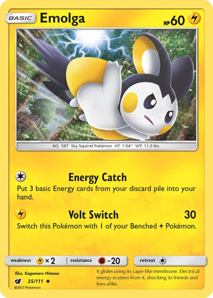 Sun & Moon—Crimson Invasion 英語版 Emolga 35 カード表面