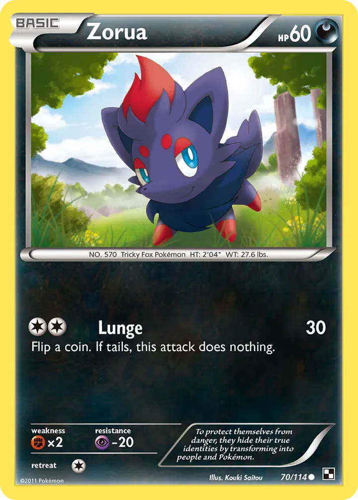 Black & White 영어판 Zorua 70 카드 앞면
