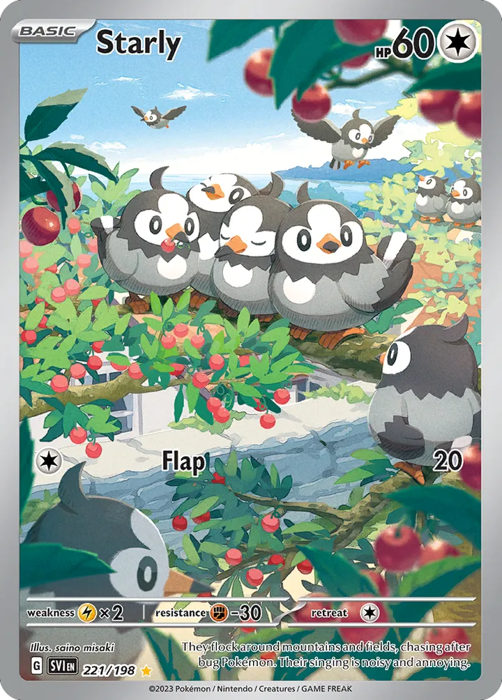 Scarlet & Violet 영어판 Starly 221 카드 앞면