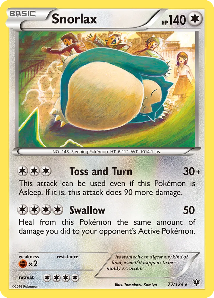 XY—Fates Collide 英語版 Snorlax 77 カード表面