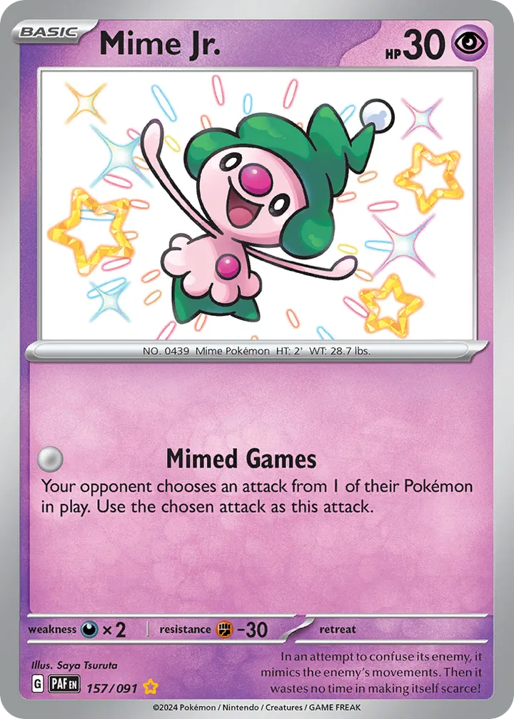 Scarlet & Violet—Paldean Fates 영어판 Mime Jr. 157 카드 앞면
