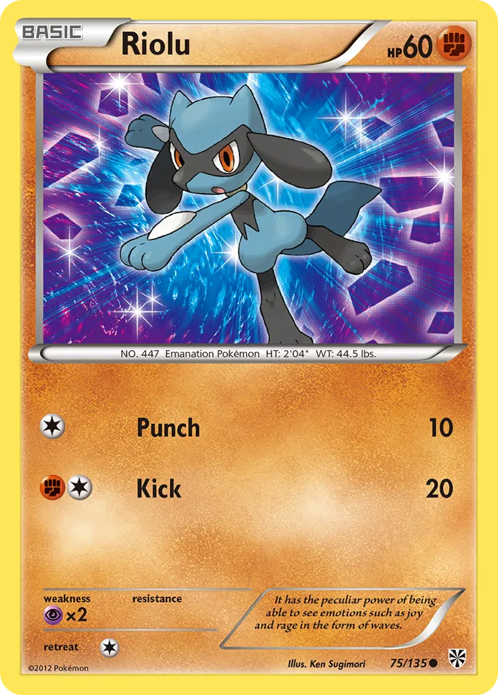 Black & White—Plasma Storm 영어판 Riolu 75 카드 앞면