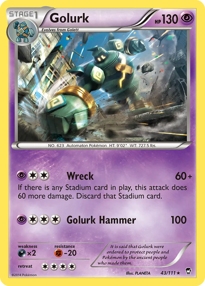 XY—Furious Fists 英語版 Golurk 43 カード表面