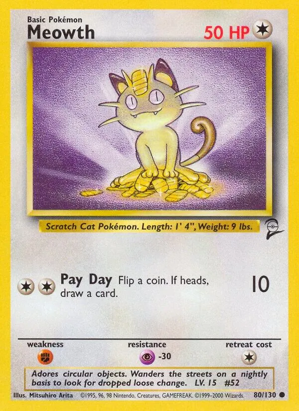 Base Set 2 英語版 Meowth 80 カード表面