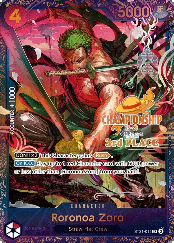 GEAR5 英語版 Roronoa Zoro ST21-015 · リージョナル 3位 カード表面