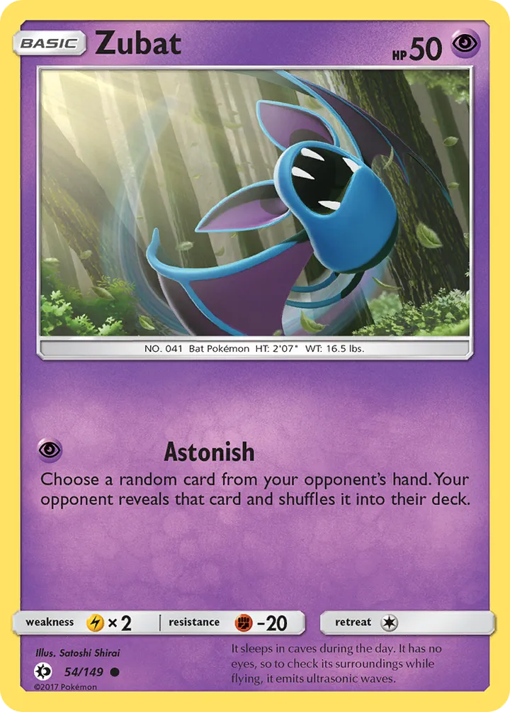 Sun & Moon 영어판 Zubat 54 카드 앞면