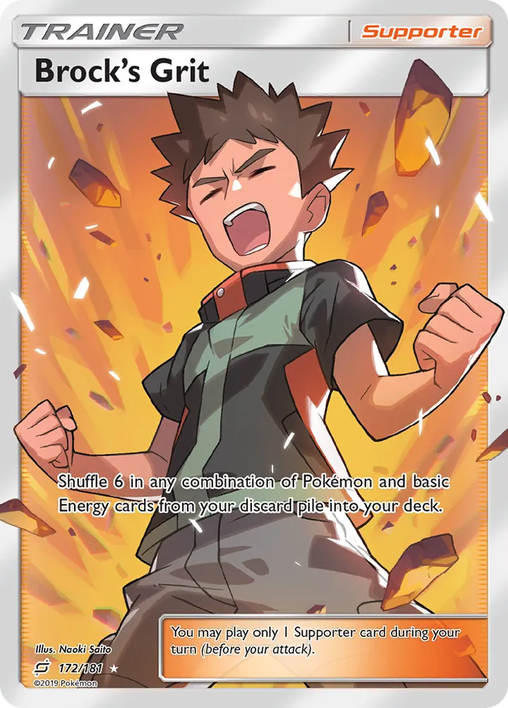 Sun & Moon—Team Up 英語版 Brock's Grit 172 カード表面
