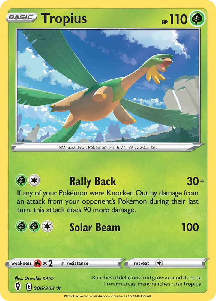 Sword & Shield—Evolving Skies 영어판 Tropius 6 카드 앞면