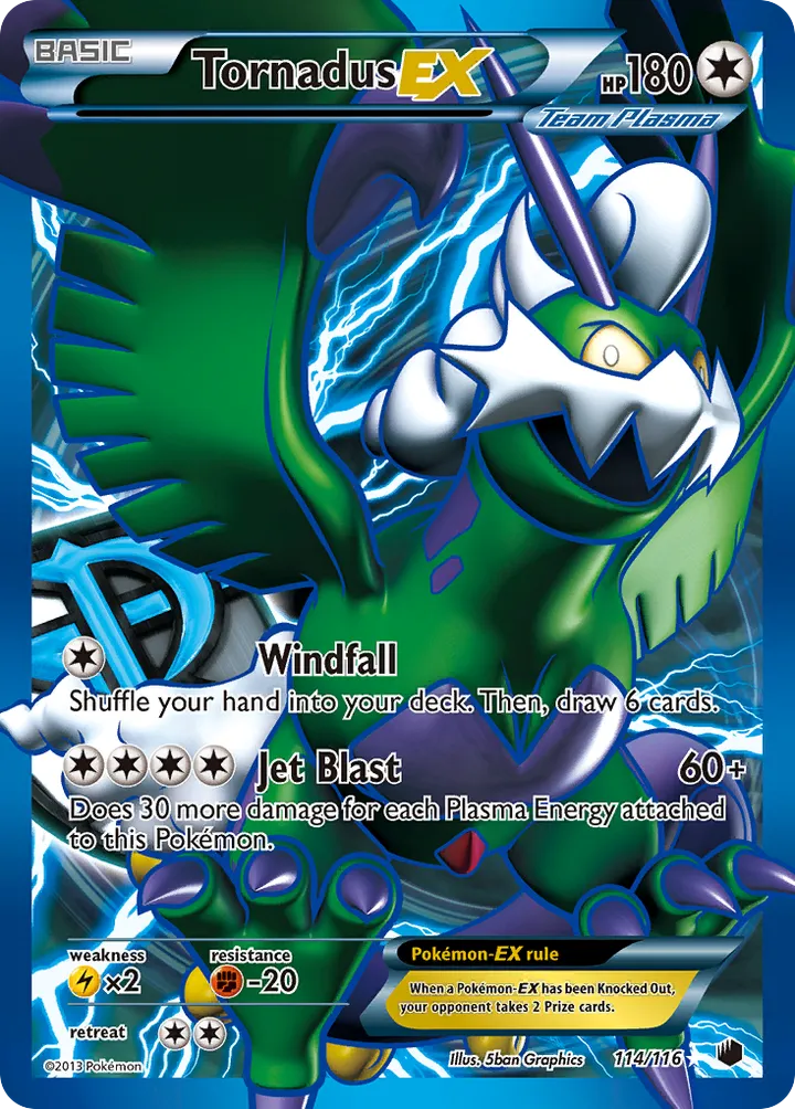 Black & White—Plasma Freeze 영어판 Tornadus-EX 114 카드 앞면