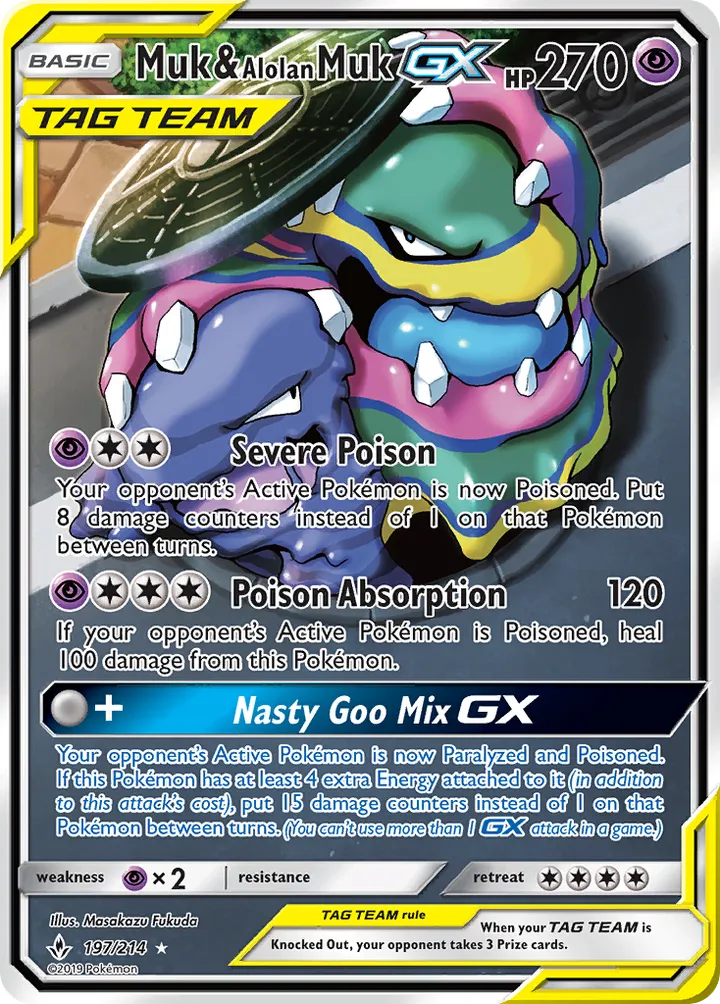 Sun & Moon—Unbroken Bonds 英語版 Muk & Alolan Muk-GX 197 カード表面