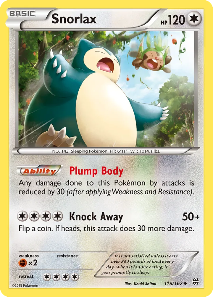 XY—BREAKthrough 영어판 Snorlax 118 카드 앞면