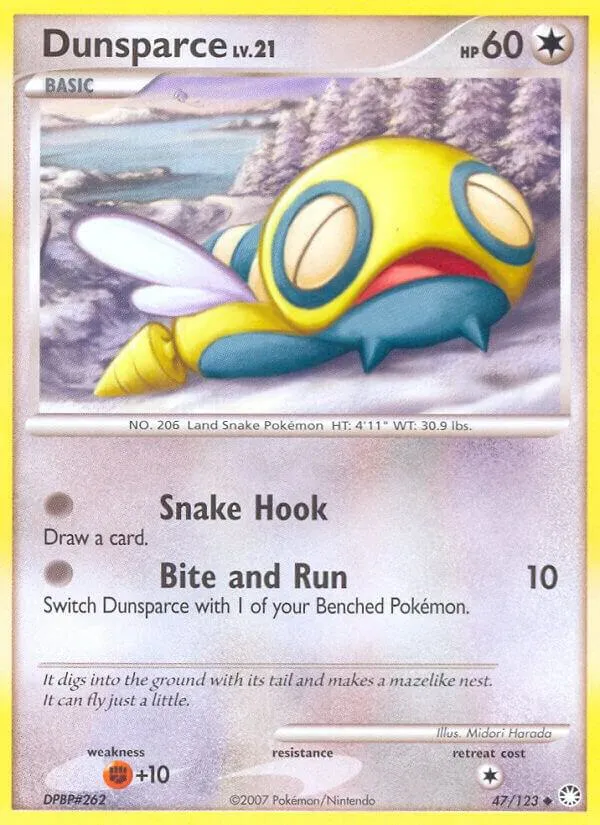 Diamond & Pearl—Mysterious Treasures 영어판 Dunsparce 47 카드 앞면