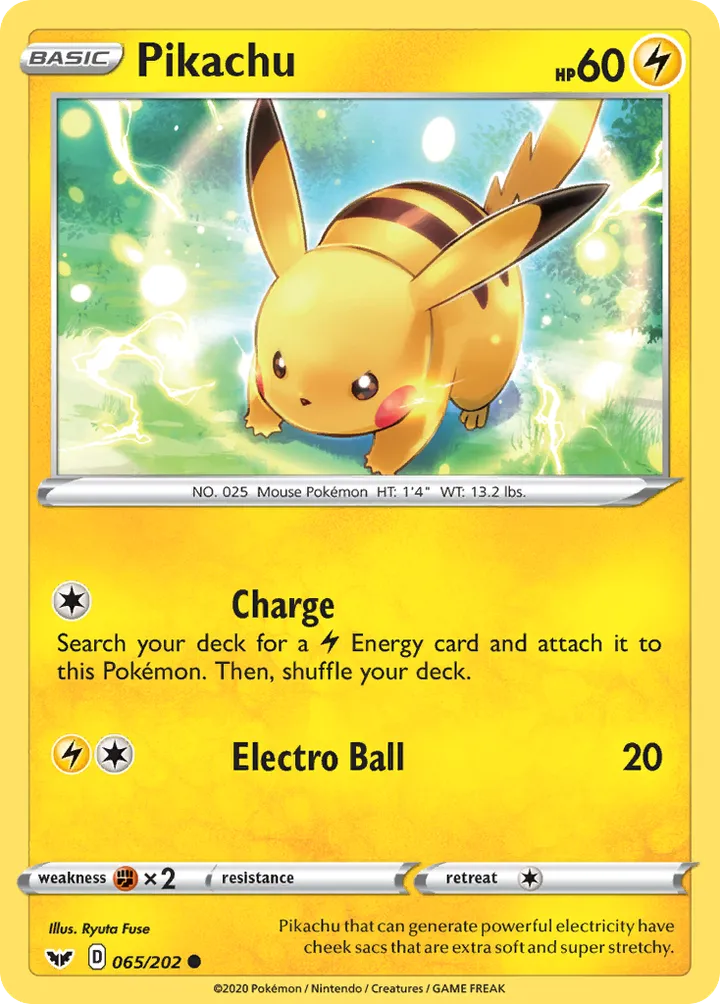 Sword & Shield 영어판 Pikachu 65 카드 앞면