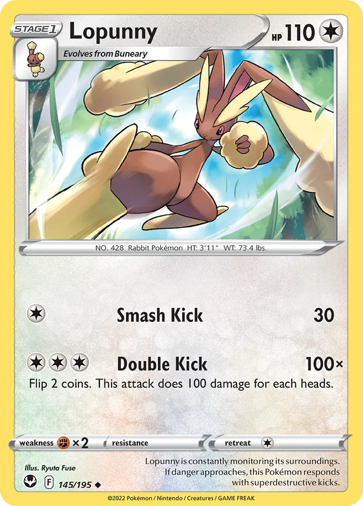 Sword & Shield—Silver Tempest 영어판 Lopunny 145 카드 앞면