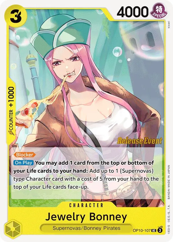 Royal Blood 英語版 Jewelry Bonney OP10-107 · プレリリース カード表面