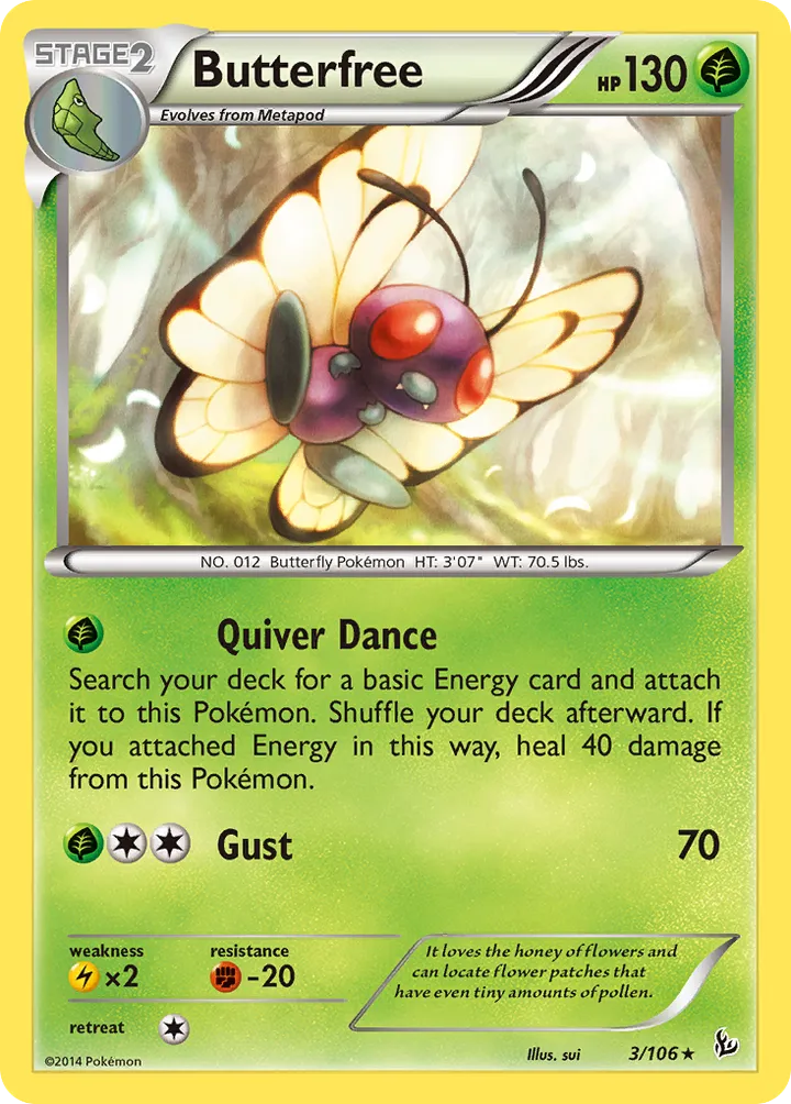 XY—Flashfire 英語版 Butterfree 3 カード表面