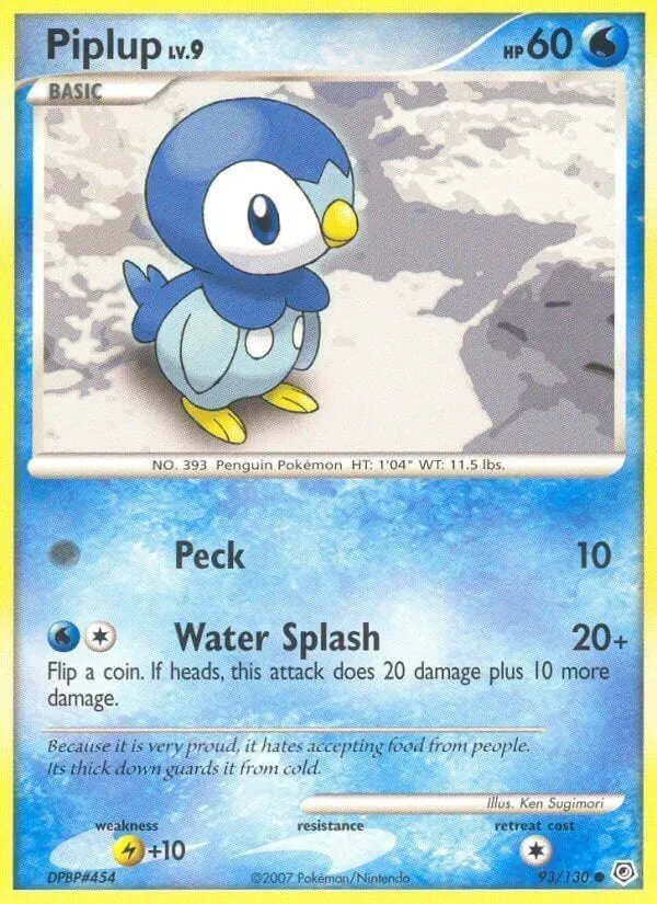 Diamond & Pearl 영어판 Piplup 93 카드 앞면