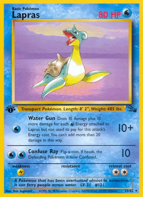 Fossil 英語版 Lapras 25 カード表面