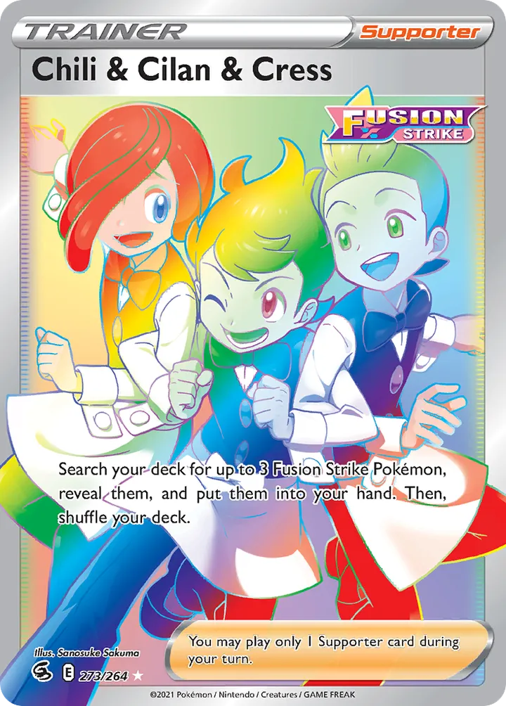 Sword & Shield—Fusion Strike 英語版 Chili & Cilan & Cress 273 カード表面
