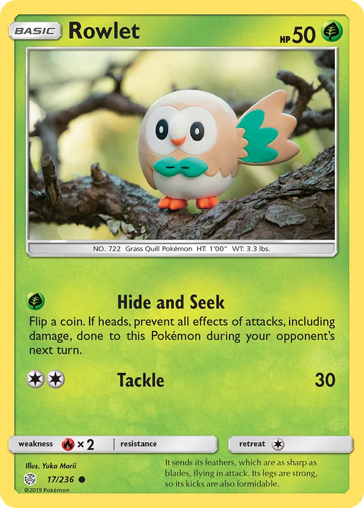 Sun & Moon—Cosmic Eclipse 英語版 Rowlet 17 カード表面