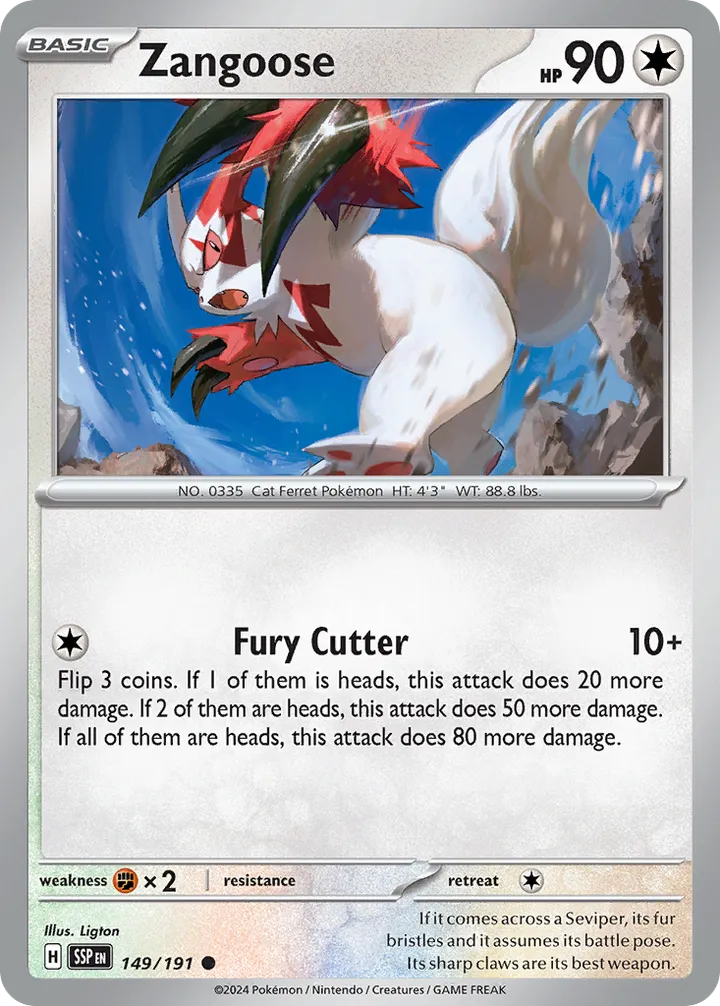 Scarlet & Violet—Surging Sparks 영어판 Zangoose 149 카드 앞면