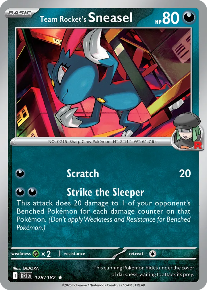 Scarlet & Violet—Destined Rivals 영어판 Team Rocket's Sneasel 128 카드 앞면