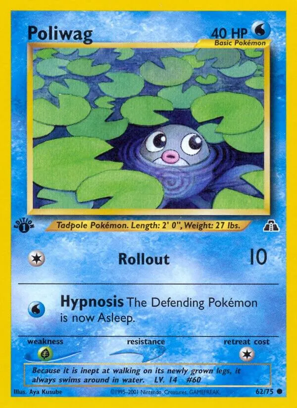 Front of Poliwag 62, Neo Discovery English