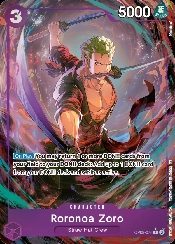 Emperors in the New World 영어판 Roronoa Zoro OP09-076 · 패럴렐 2 카드 앞면