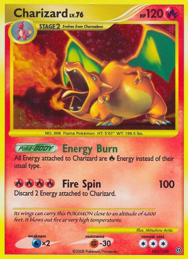 Front of Charizard 103, Diamond & Pearl—Stormfront English