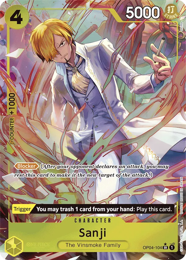 Kingdoms of Intrigue 英語版 Sanji OP04-104 · パラレル 3 カード表面