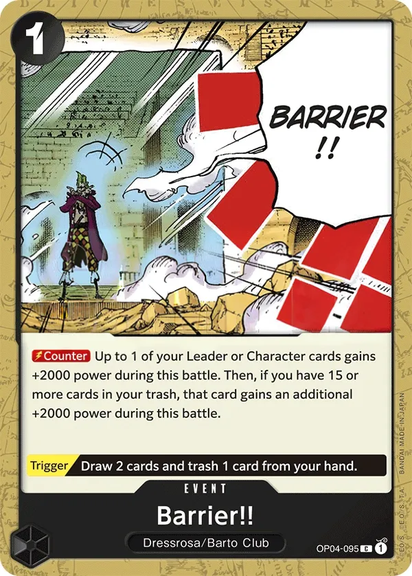 Kingdoms of Intrigue 英語版 Barrier!! OP04-095 · 再録 カード表面
