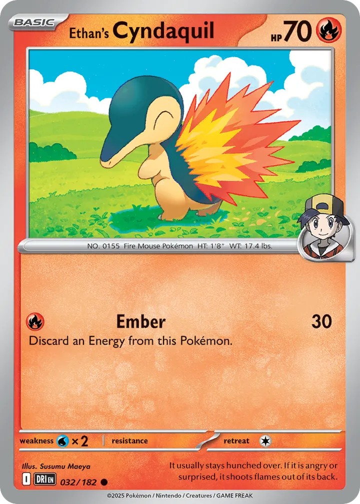 Scarlet & Violet—Destined Rivals 영어판 Ethan's Cyndaquil 32 카드 앞면