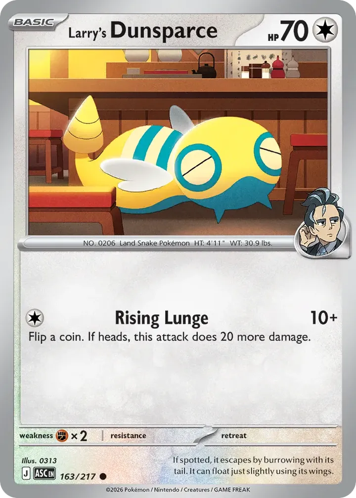 Mega Evolution—Ascended Heroes 英語版 Larry's Dunsparce 163 カード表面