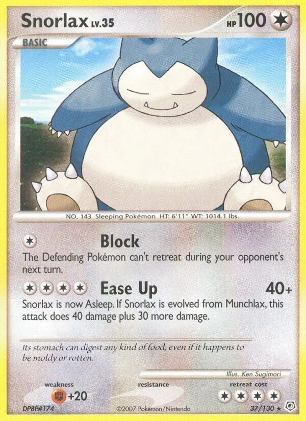 Diamond & Pearl 英語版 Snorlax 37 カード表面