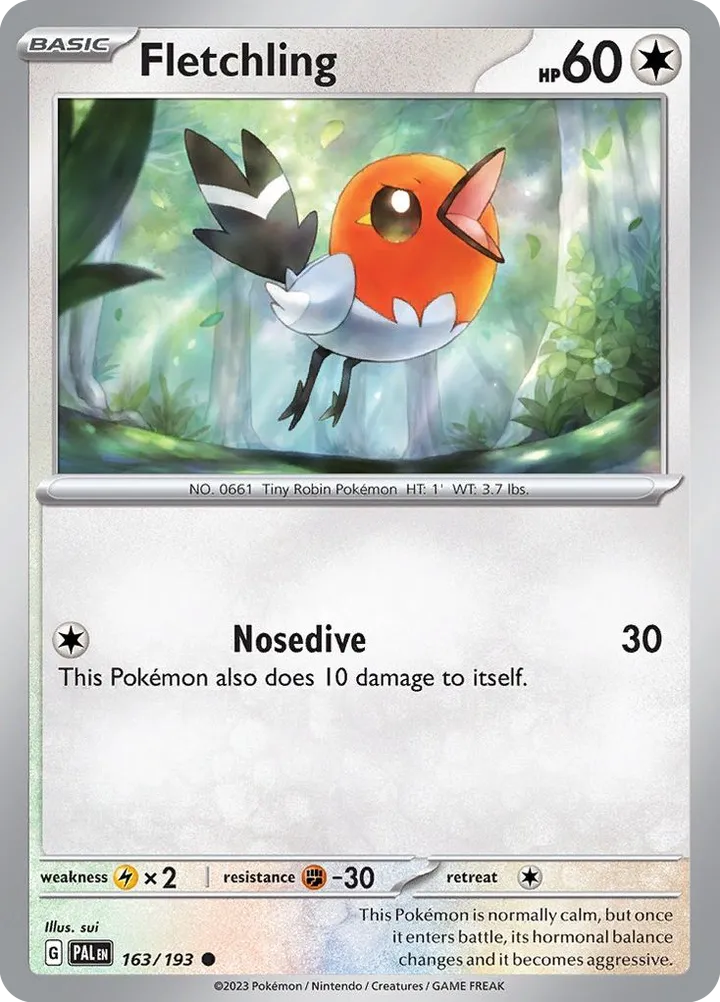 Scarlet & Violet—Paldea Evolved 영어판 Fletchling 163 카드 앞면