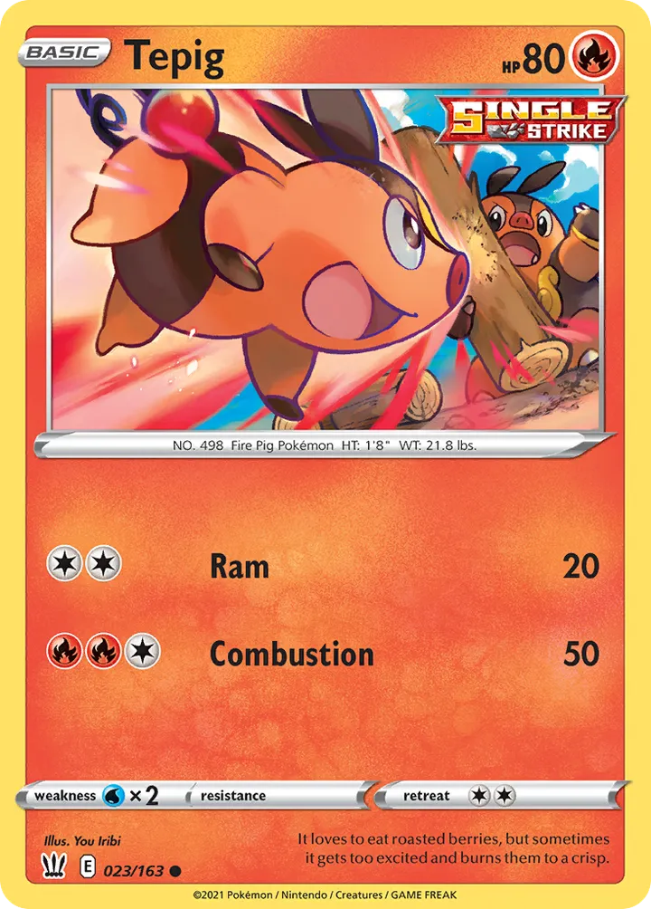 Sword & Shield—Battle Styles 영어판 Tepig 23 카드 앞면