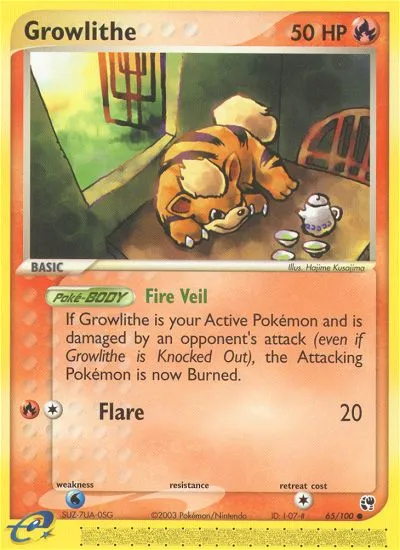 EX Sandstorm 영어판 Growlithe 65 카드 앞면