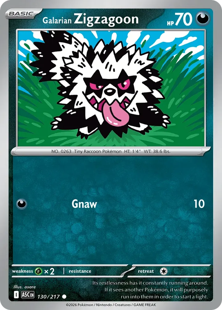 Mega Evolution—Ascended Heroes 英語版 Galarian Zigzagoon 130 カード表面