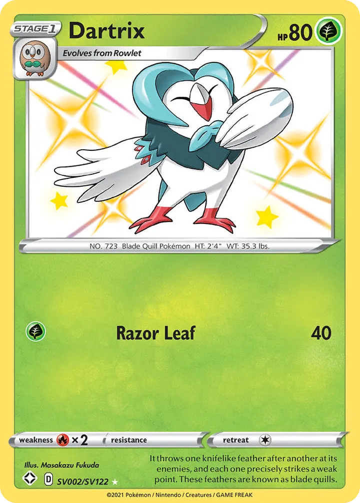 Shining Fates 영어판 Dartrix SV002 카드 앞면