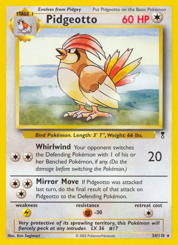 Legendary Collection 영어판 Pidgeotto 34 카드 앞면