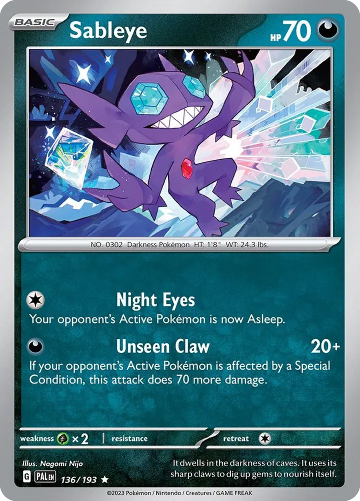 Scarlet & Violet—Paldea Evolved 영어판 Sableye 136 카드 앞면