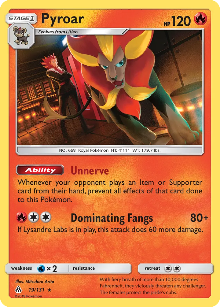Sun & Moon—Forbidden Light 영어판 Pyroar 19 카드 앞면