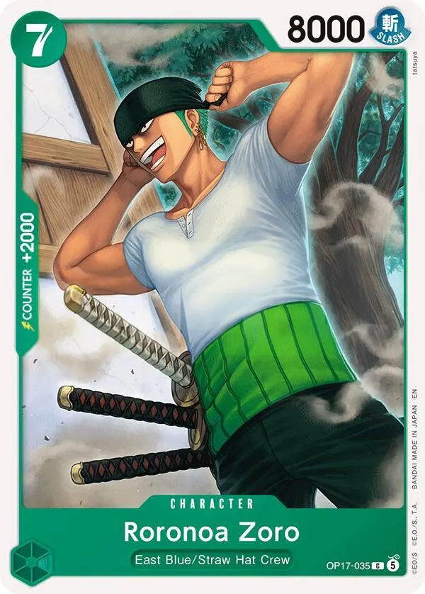 The World's Strongest Warriors 영어판 Roronoa Zoro OP17-035 카드 앞면