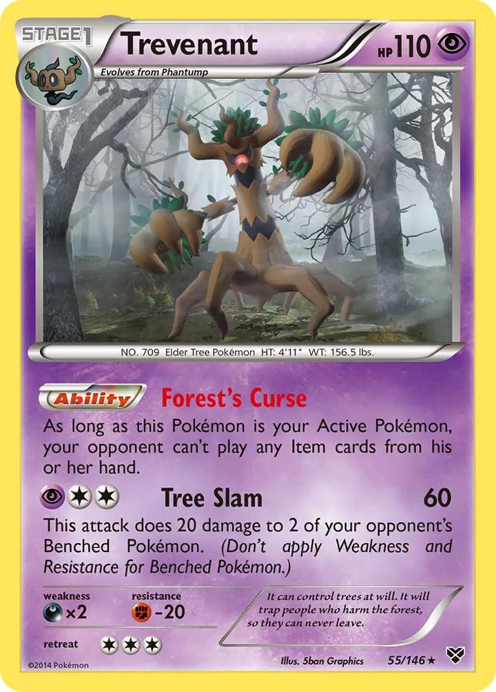 XY 영어판 Trevenant 55 카드 앞면