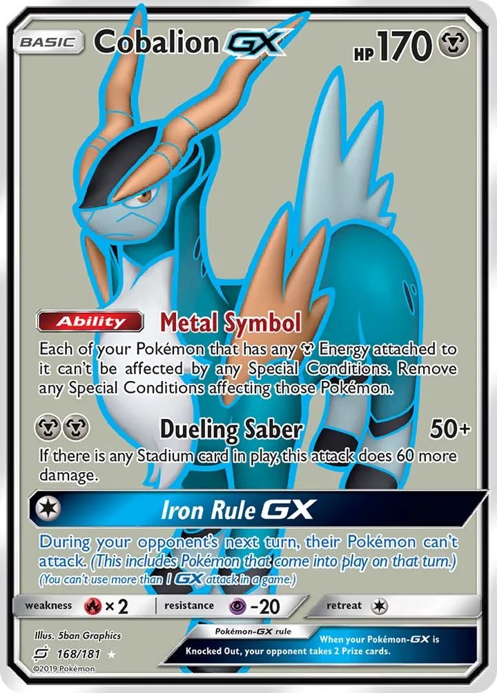 Sun & Moon—Team Up 영어판 Cobalion-GX 168 카드 앞면