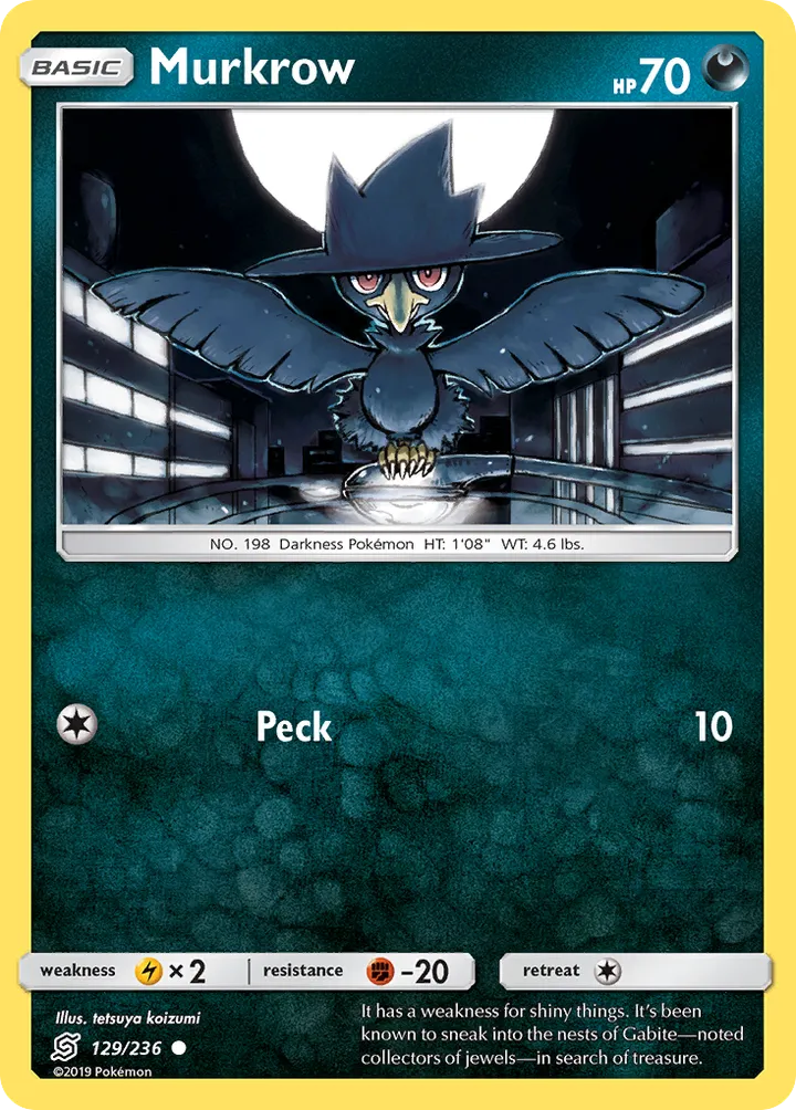 Sun & Moon—Unified Minds 영어판 Murkrow 129 카드 앞면
