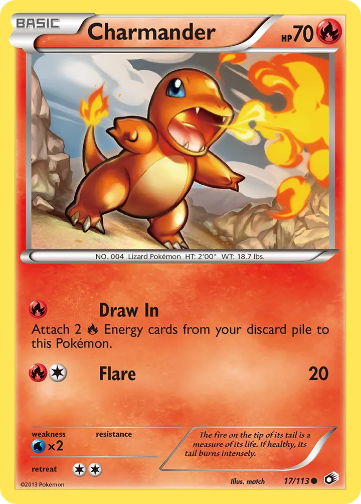 Black & White—Legendary Treasures 영어판 Charmander 17 카드 앞면