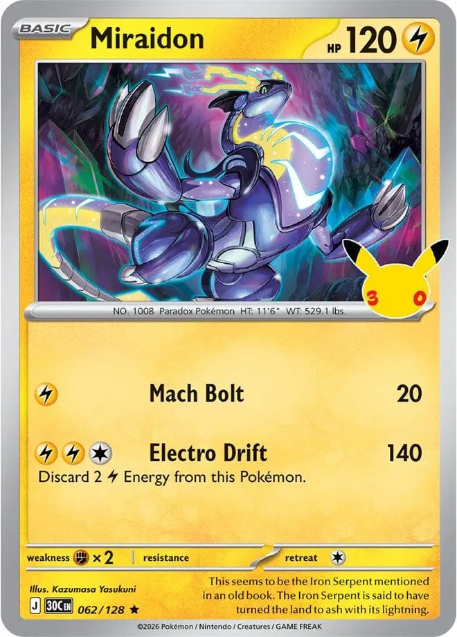 Pokémon TCG: 30th Celebration 英語版 Miraidon 62 カード表面
